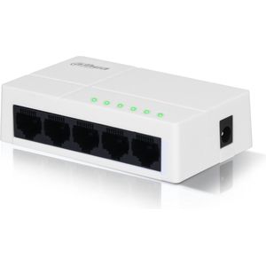 Dahua Ethernet Switch - 5 Poorten - Unmanaged - 5 x 10 / 100 / 1000 Mbps - Internet - Netwerk splitter - PFS3005-5GT-L