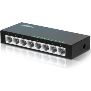 Dahua Ethernet Switch - 8 Poorten - Unmanaged - 8 x 10 / 100 Mbps - Internet - Netwerk splitter - PFS3008-8ET