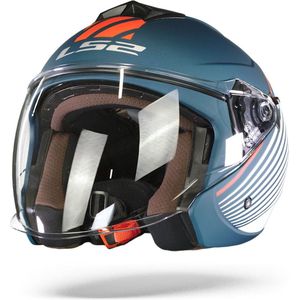 LS2 Helm Twister Luna OF573 Blauw / Wit Maat XS