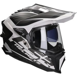 LS2 - MX701 Explorer - Crosshelm - Mat Zwart/Wit - Hoogwaardig Ventilatiesysteem