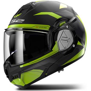 LS2 - FF906 Advant Revo - Systeemhelm - Zwart - Mat - H-V Geel