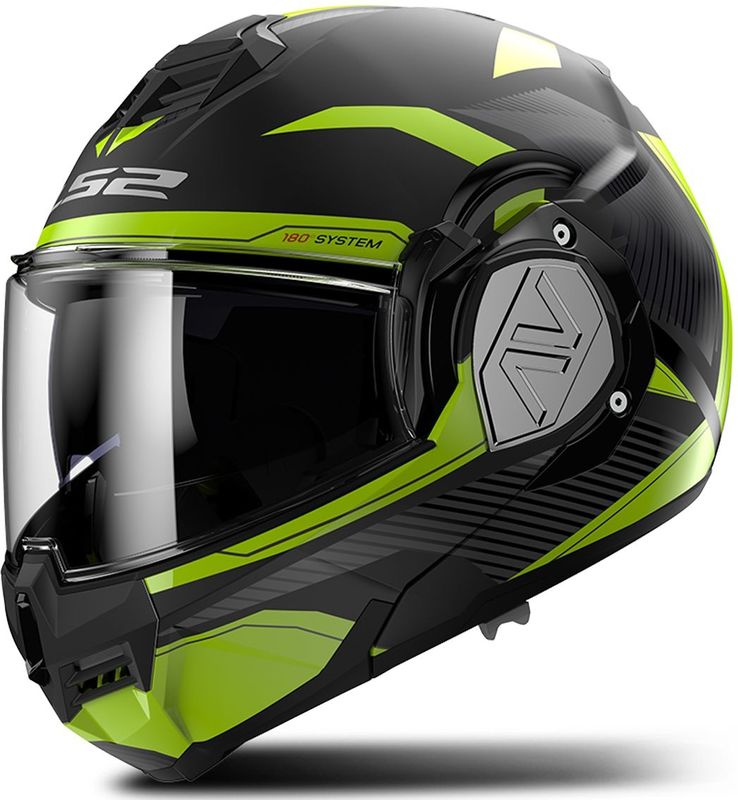 LS2 - FF906 Advant Revo - Systeemhelm - Zwart - Mat - H-V Geel
