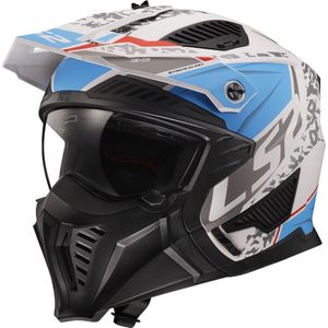 LS2 - OF606 Drifter Devor - Helm - Matt White Blue - Polycarbonaat