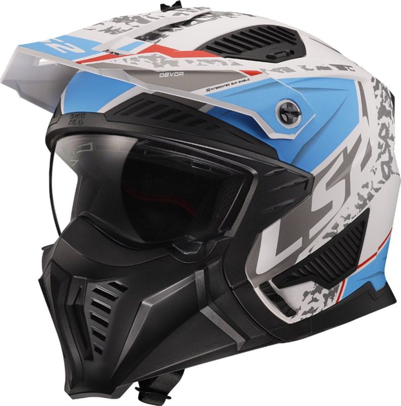 LS2 - OF606 Drifter Devor - Multi Helm - Matt White Blue - Polycarbonaat