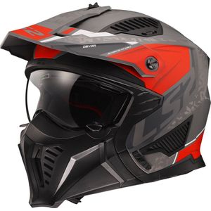 LS2 OF606 Drifter Devor, modulaire helm, Mat Rood/Grijs, XS