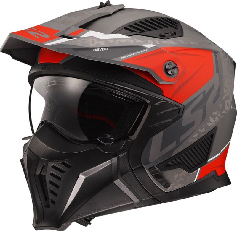 LS2 - Drifter OF606 - Helm - Mat Titanium / Rood - ECE 22.06