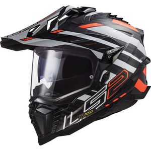 LS2 MX701 Explorer Carbon Edge, enduro helm, Zwart/Oranje/Wit, M