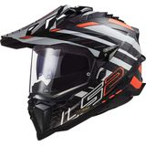 LS2 - MX701 Explorer Carbon Edge - Adventure Helm - Zwart Fluo Oranje