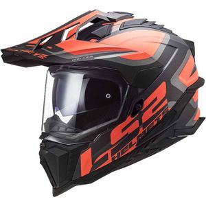 LS2 - MX701 Explorer Carbon Edge - Adventure Helm - Zwart Fluo Oranje