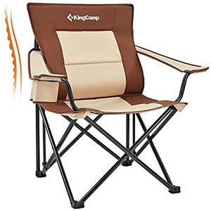 KingCamp Inklapbare campingstoelen voor volwassenen, inklapbaar, voor tuin, stoelen, hard, luchtig, met bekerhouder en verstelbare armresten, voor zware mensen