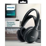 Philips SHC5200/10 HiFi TV Hoofdtelefoon Draadloos Over-Ear (32-mm-Luidspreker, Draadloze FM-transmissie, Zelfinstellende Binnenhoofdband, Lichtgewicht Ontwerp, Oplaadbaar), Zwart