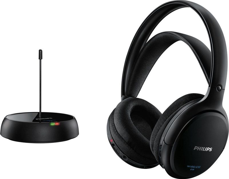Philips SHC5200/10 HiFi TV Hoofdtelefoon Draadloos Over-Ear (32-mm-Luidspreker, Draadloze FM-transmissie, Zelfinstellende Binnenhoofdband, Lichtgewicht Ontwerp, Oplaadbaar), Zwart