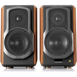 Edifier: S1000W Actieve Wifi Boekenplank speakers - 2 stuks - Zwart/Bruin