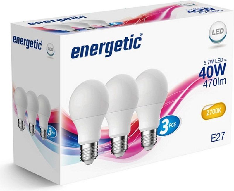 Energetic - LED GLS - E27 - 4,8W - 2700K - Mat - Glas