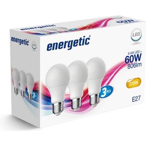 Energetic LED Bulb Lampen E27 60W 3 Stuks