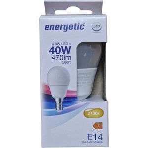 Energetic - LED Kogel - E14 - Warm Wit - 4,9 Watt - 470 Lumen