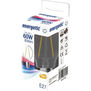 Energetic - LED GLS E27 6,8W 2700K Helder - Glas