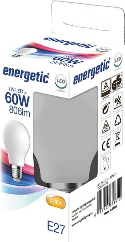 Energetic - LED GLS E27 6,8W - Lichtkleur 2700K - Glas
