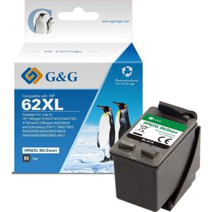 G&G Huismerk Inktcartridge Alternatief voor HP 62 62XL Zwart - 6 ml. meer dan origineel