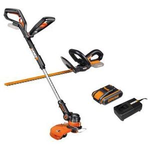 Worx Accu Grastrimmer Wg914e 20v + Heggenschaar Wg259e.5 20v