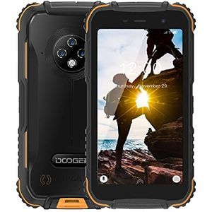 DOOGEE S35T (2022) outdoor mobiele telefoon zonder abonnement, Android 11, 3 GB RAM + 64 GB ROM/256 GB uitbreidbare smartphone, voordelig, 4350 mAh, 13 MP triplecamera, 4G Dual SIM, IP68 waterdicht, 5,0 inch HD+, Face ID, oranje
