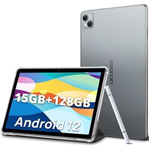 DOOGE Tablet 10 inch Android 12-15 GB RAM | 1TB uitbreiding, Beteria 8300 mAh voordelig en goed met 2MP + 5MP wifi-camera Bluetooth type C (grijs)