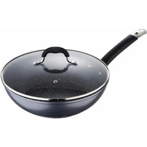 Masterpro Wokpan met deksel Home Edition Ø28x8cm Aluminium - Koken - Bakken - Alle warmtebronnen - Anti Kleeflaag