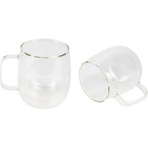 BERGNER - Lot de 2 verres double paroi 400 ml - Fabriqué en Borosilicate - Pour les amateurs de café et de thé - Facile à laver - Passe au micro-ondes et au lave-vaisselle