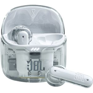 JBL Tune Flex Ghost Earbuds, Draadloze in-ear Bluetooth koptelefoon, met ruisonderdrukking en 32 uur Batterijduur, Waterbestendig, White Ghost