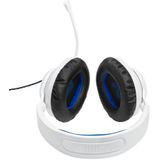 JBL Quantum 100P Gaming Headset, bekabeld, met microfoon met afneembare stang, ontworpen voor Playstation, compatibel met andere consoles, wit en blauw