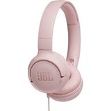 JBL Tune500 on-ear hoofdtelefoon met kabel in roze - oortelefoon met 1-knops afstandsbediening, geïntegreerde microfoon en spraakassistent - telefoneren en muziek luisteren onderweg