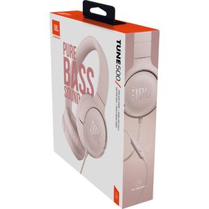 JBL Tune500 Hoofdtelefoon met kabel, over-ear, licht, opvouwbaar, comfortabel, met handsfree-functie, geïntegreerde microfoon, roze