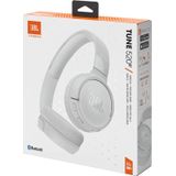 JBL Tune 520BT, draadloze hoofdtelefoon, licht en comfortabel, Bluetooth 5.3, batterijduur tot 57 uur, snel opladen, JBL Pure Bass-geluid, wit