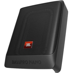 JBL BassPro Nano Ultra Compacte actieve onderzit, subwoofer, autoset, 15 x 20 cm - 200 watt, onder zit, auto, subwoofer actief, zwart