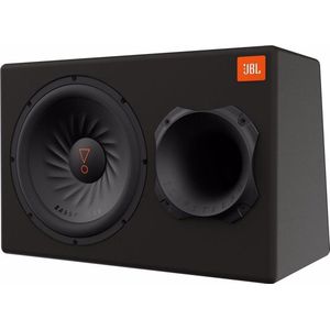 JBL BassPro 12 actieve subwoofer auto set - basreflex woofer JBL box groot 30 cm, 450 watt versterker auto geluidssysteem en auto hifi basbox behuizing, zwart