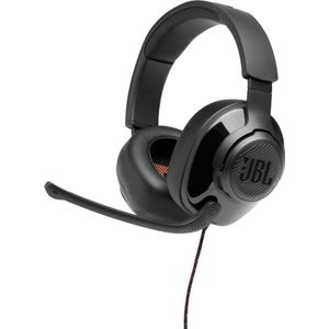 JBL Quantum 200, bedrade over ear gaming headset met afneembare en opklapbare microfoon, compatibel met meerdere platfoms, in zwart