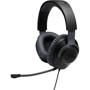 JBL Quantum 100, bedrade over ear gaming headset met afneembare microfoon, compatibel met pc en spelcomputers, in zwart