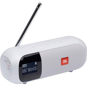 JBL Tuner 2 draagbare radio, Bluetooth luidspreker met DAB; en FM-radio, 12 uur draadloze muziek, wit