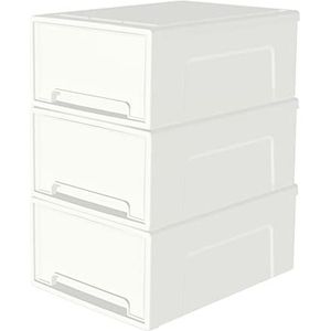 Cetomo 30L* 3 compacte stapelbare opberglade, kunststof ladeorganizer met witte deuren voor ondergootsteen, keuken, bijkeuken, bureau en huis ontrommelen, winkel schoenen en ambachtelijke
