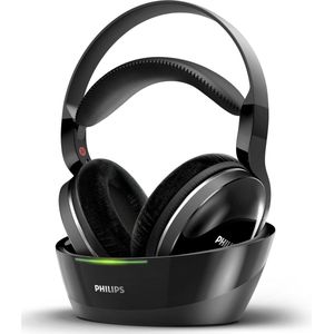 Philips Kabelloser TV Kopfhörer Over Ear SHD8850/12 Wireless HiFi Kopfhörer (Exzellenter Sound, Hi-Res Audio, 30 m Reichweite, Dockingstation, Velours-Ohrpolster) Schwarz