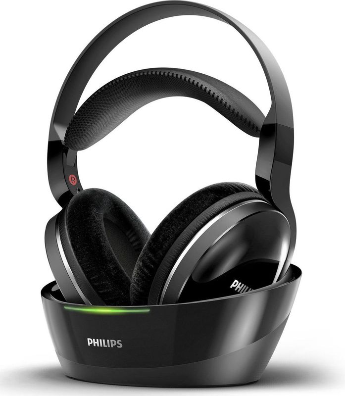 Philips Kabelloser TV Kopfhörer Over Ear SHD8850/12 Wireless HiFi Kopfhörer (Exzellenter Sound, Hi-Res Audio, 30 m Reichweite, Dockingstation, Velours-Ohrpolster) Schwarz