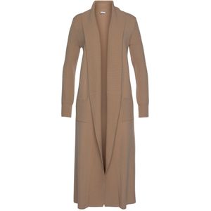 Lascana - Lang Vest - Camelkleur - Gebreid - Met Ribbrei-Details