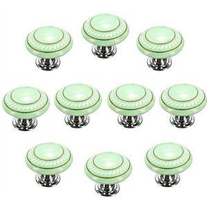 FBSHOP(TM) 10Pcs Groene Retro Stijl Ronde Keramische Deurknop Keukenkast Lade Kast Locker Pull Handvat, Vintage Keramische Dressoir, Garderobe Kasten & Vanity Knop Handvat Pull