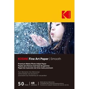 KODAK 9891093-50 vellen fotopapier, 230 g/m², mat, A6-formaat (10 x 15 cm), inkjetdruk, glad effect