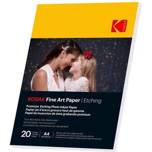 KODAK Fine Art Paper/Etching - 20 vellen hoogwaardig gestructureerd fotopapier - formaat 21 x 29,7 cm (A4) - matte afwerking met graveereffect - 210 gsm - compatibel met elke inkjetprinter