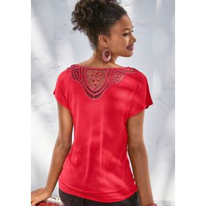 Vivance - Shirt - Rood - Van Zachte Viscose-Stretch - Korte Mouwen, Ronde Hals
