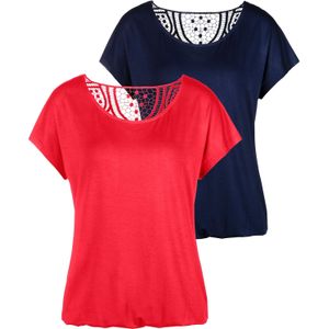 Vivance - Shirt - Rood/Navy - Korte Mouwen - Set van 2