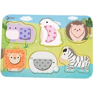 Classic World - Puzzelblokken - Dieren - Houten - 6 Stuks