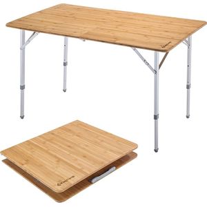 KingCamp campingtafel bamboe vouwtafel in hoogte verstelbaar voor 2 tot 6 personen