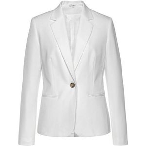 Damesblazer - Wit - Getailleerd - Reverskraag - Lange Mouwen